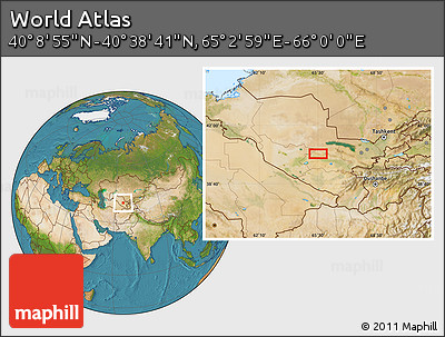 Satellite Location Map of the Area around 40° 23' 48" N, 65° 31' 30" E