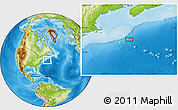 Physical Location Map of the area around 40° 23' 48" N, 66° 13' 29" W