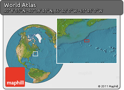 Satellite Location Map of the Area around 40° 23' 48" N, 66° 13' 29" W