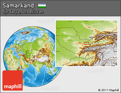 Physical Location Map of Samarkand