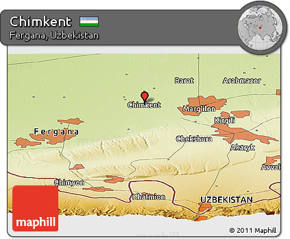 Physical Panoramic Map of Chimkent