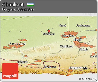 Physical Panoramic Map of Chimkent