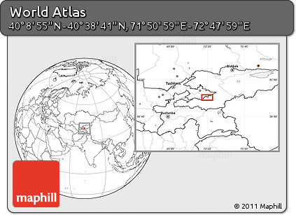 Blank Location Map of the Area around 40° 23' 48" N, 72° 19' 29" E