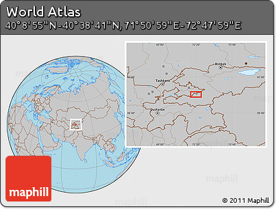 Gray Location Map of the Area around 40° 23' 48" N, 72° 19' 29" E