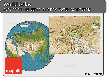 Satellite Location Map of the Area around 40° 23' 48" N, 72° 19' 29" E