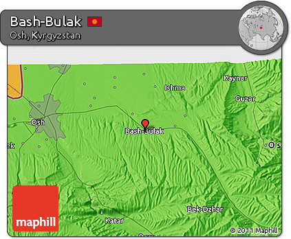 Political 3D Map of Bash-Bulak