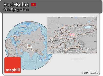 Gray Location Map of Bash-Bulak, hill shading
