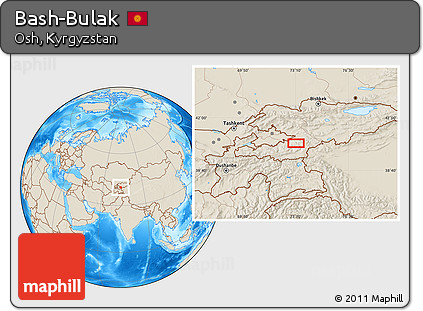 Shaded Relief Location Map of Bash-Bulak