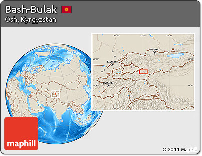 Shaded Relief Location Map of Bash-Bulak