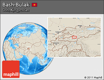 Shaded Relief Location Map of Bash-Bulak