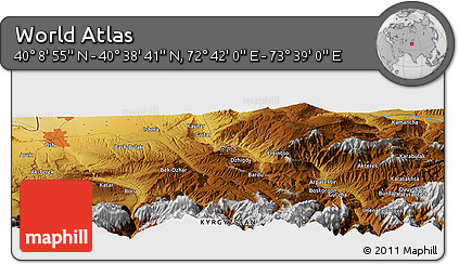 Physical Panoramic Map of the Area around 40° 23' 48" N, 73° 10' 30" E