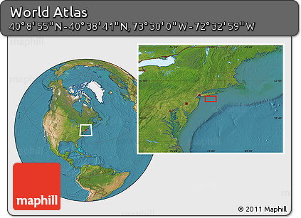Satellite Location Map of the Area around 40° 23' 48" N, 73° 1' 30" W
