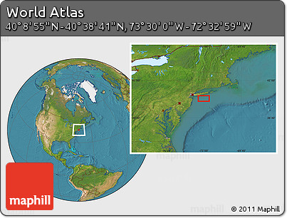 Satellite Location Map of the Area around 40° 23' 48" N, 73° 1' 30" W