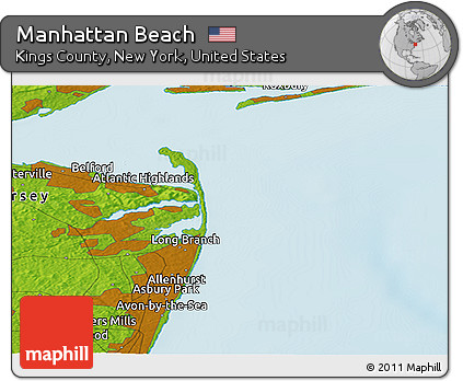 Physical Panoramic Map of Manhattan Beach