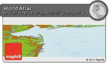 Physical Panoramic Map of the Area around 40° 23' 48" N, 73° 52' 30" W