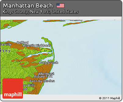Physical Panoramic Map of Manhattan Beach