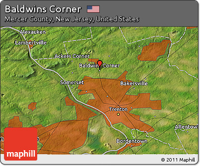 Satellite 3D Map of Baldwins Corner