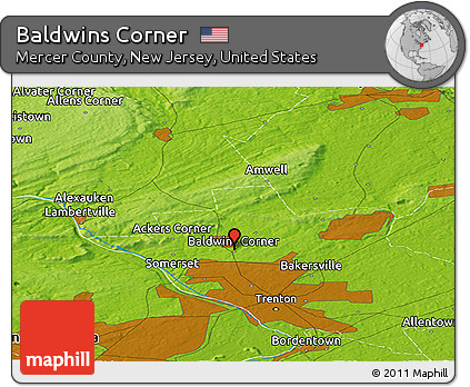 Physical Panoramic Map of Baldwins Corner