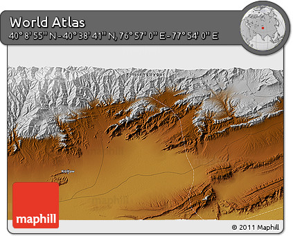 Physical 3D Map of the Area around 40° 23' 48" N, 77° 25' 30" E