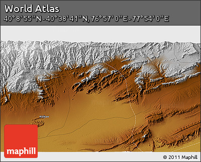 Physical 3D Map of the Area around 40° 23' 48" N, 77° 25' 30" E