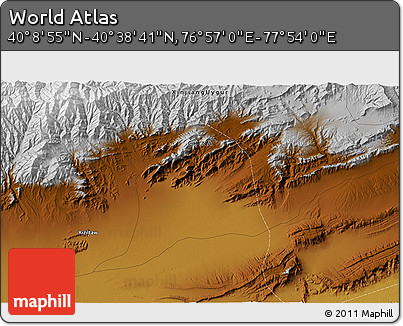 Physical 3D Map of the Area around 40° 23' 48" N, 77° 25' 30" E