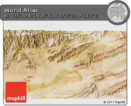 Satellite 3D Map of the Area around 40° 23' 48" N, 77° 25' 30" E