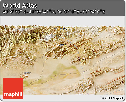 Satellite 3D Map of the Area around 40° 23' 48" N, 77° 25' 30" E