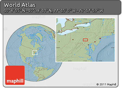 Savanna Style Location Map of the Area around 40° 23' 48" N, 77° 16' 30" W, hill shading