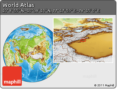 Physical Location Map of the Area around 40° 23' 48" N, 78° 16' 30" E