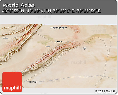 Satellite 3D Map of the Area around 40° 23' 48" N, 79° 7' 30" E