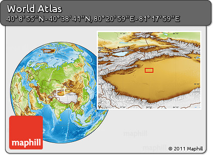 Physical Location Map of the Area around 40° 23' 48" N, 80° 49' 29" E