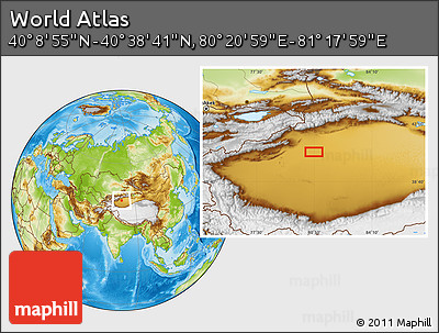 Physical Location Map of the Area around 40° 23' 48" N, 80° 49' 29" E