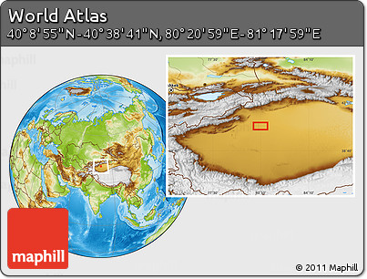 Physical Location Map of the Area around 40° 23' 48" N, 80° 49' 29" E