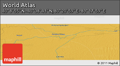 Physical Panoramic Map of the Area around 40° 23' 48" N, 80° 49' 29" E