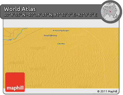 Physical 3D Map of the Area around 40° 23' 48" N, 81° 40' 30" E