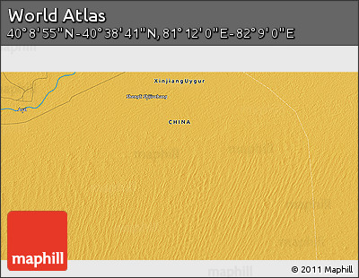 Physical 3D Map of the Area around 40° 23' 48" N, 81° 40' 30" E