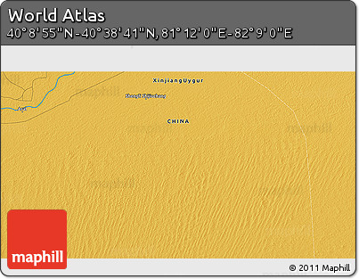 Physical 3D Map of the Area around 40° 23' 48" N, 81° 40' 30" E