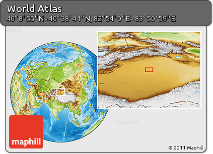 Physical Location Map of the Area around 40° 23' 48" N, 83° 22' 30" E