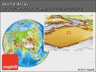 Physical Location Map of the Area around 40° 23' 48" N, 83° 22' 30" E