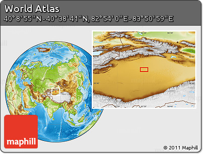 Physical Location Map of the Area around 40° 23' 48" N, 83° 22' 30" E