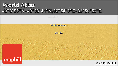Physical Panoramic Map of the Area around 40° 23' 48" N, 83° 22' 30" E