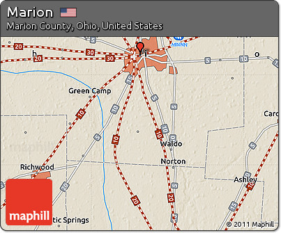 Shaded Relief Map of Marion