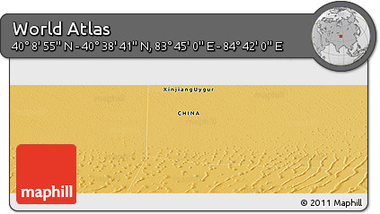 Physical Panoramic Map of the Area around 40° 23' 48" N, 84° 13' 29" E