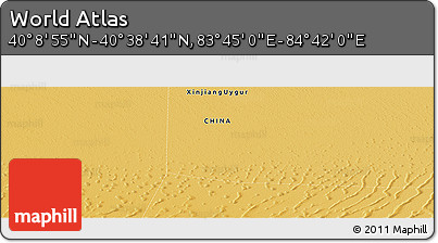 Physical Panoramic Map of the Area around 40° 23' 48" N, 84° 13' 29" E