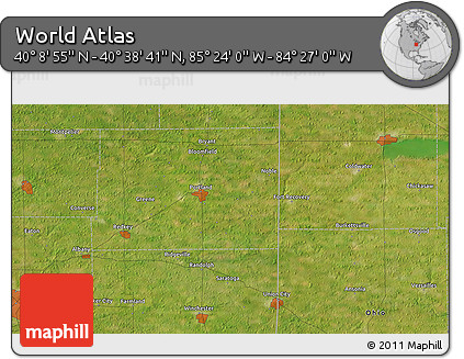 Satellite 3D Map of the Area around 40° 23' 48" N, 84° 55' 30" W
