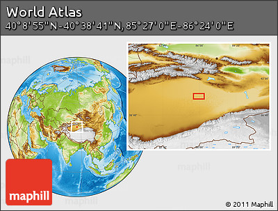 Physical Location Map of the Area around 40° 23' 48" N, 85° 55' 30" E