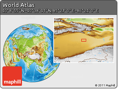 Physical Location Map of the Area around 40° 23' 48" N, 85° 55' 30" E