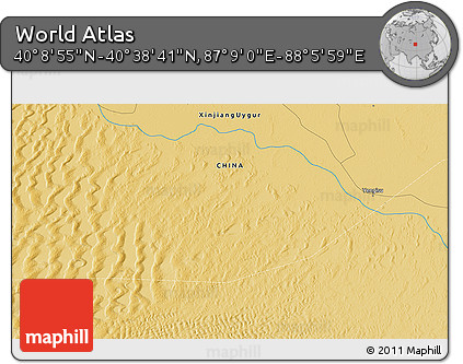 Physical 3D Map of the Area around 40° 23' 48" N, 87° 37' 30" E