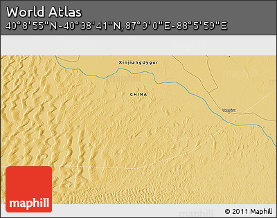 Physical 3D Map of the Area around 40° 23' 48" N, 87° 37' 30" E