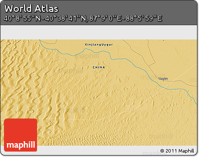 Physical 3D Map of the Area around 40° 23' 48" N, 87° 37' 30" E